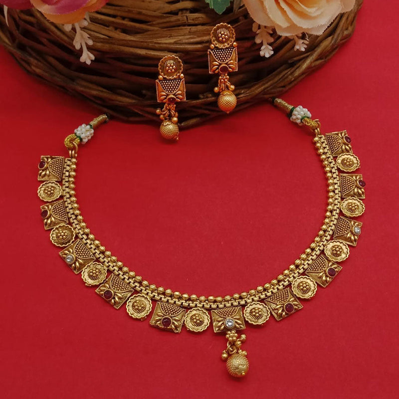 India Art Gold Plated Pota Stone Necklace Set