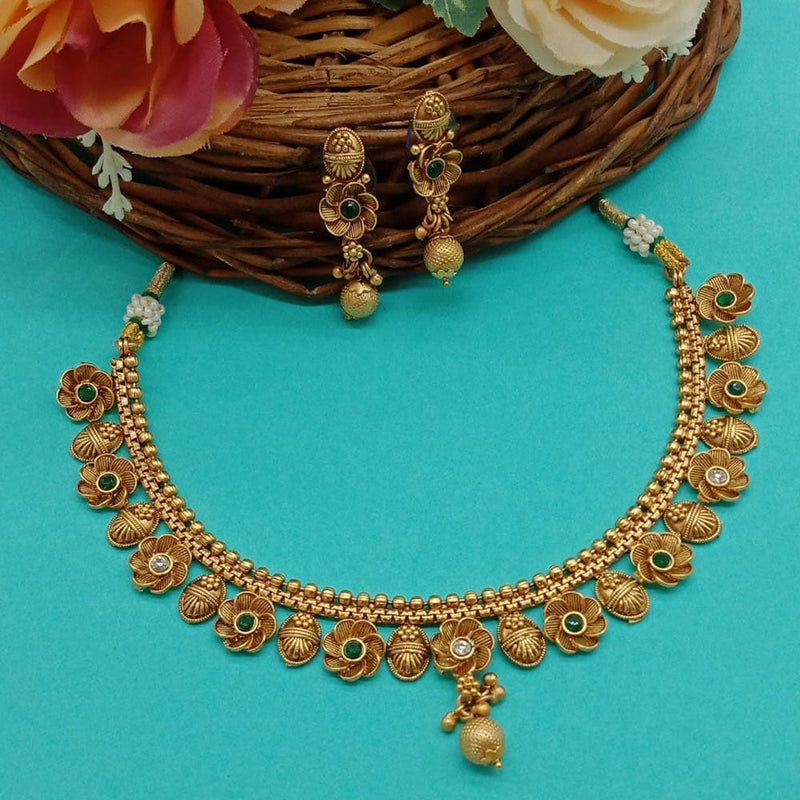 India Art Gold Plated Pota Stone Necklace Set