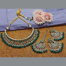 India Art Gold Plated Crystal Stone And Beads Choker Necklace Set