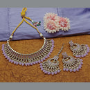 India Art Gold Plated Crystal Stone And Beads Choker Necklace Set