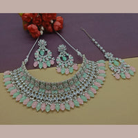 India Art Silver Plated Crystal Stone And Pearls Necklace Set
