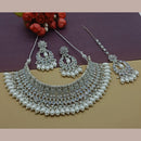 India Art Silver Plated Crystal Stone And Pearls Necklace Set