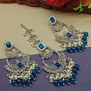 India Art Gold Plated Crystal Stone Earrings With Maangtikka