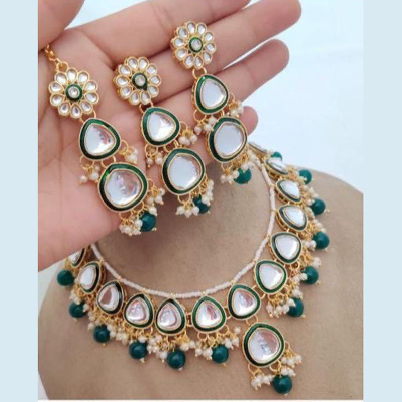 India Art Gold Plated Kundan Stone And Pearls Necklace Set