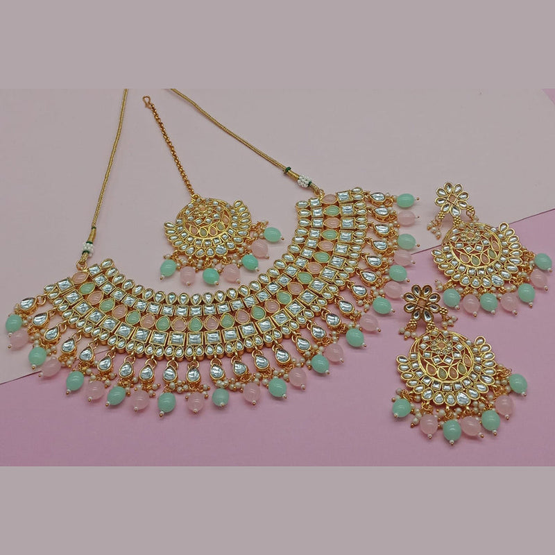 India Art Gold Plated Kundan Stone And Pearls Necklace Set