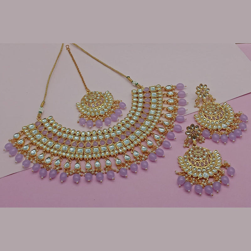 India Art Gold Plated Kundan Stone And Pearls Necklace Set