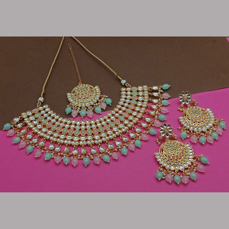 India Art Gold Plated Kundan Stone And Pearls Necklace Set