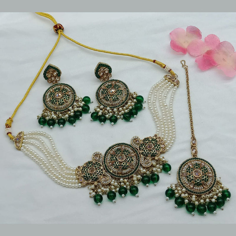 India Art Gold Plated Pearl Choker Necklace Set