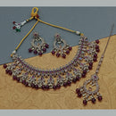 India Art Gold Plated Crystal Stone And Beads Necklace Set