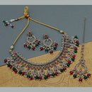 India Art Gold Plated Crystal Stone And Beads Necklace Set