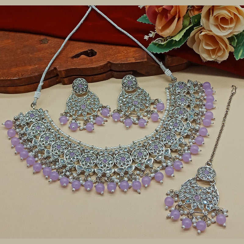 India Art  Crystal Stone And Beads Necklace Set