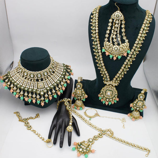 India Art Gold Plated Kundan And Beads Bridal Set