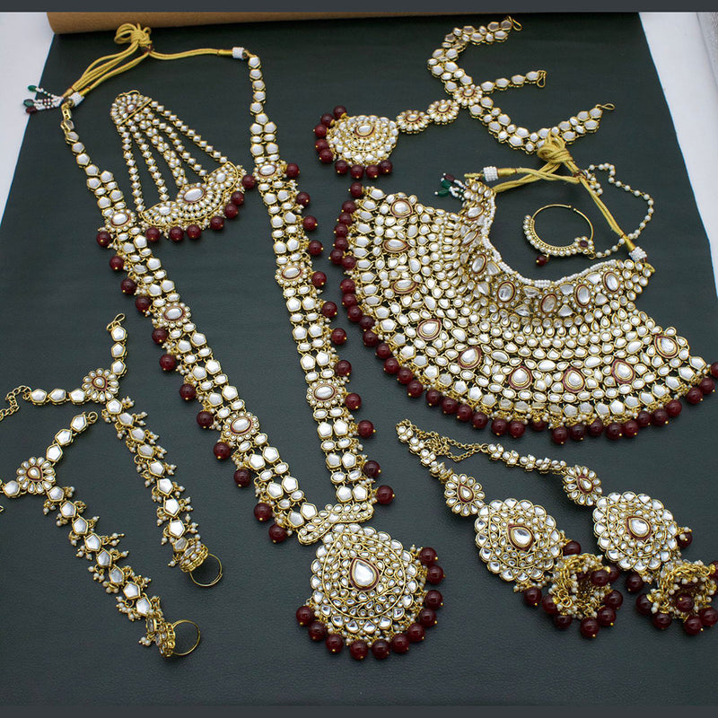 India Art Gold Plated Kundan And Beads Bridal Set