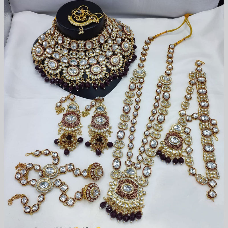 India Art Gold Plated Kundan Stone And Beads Bridal Set