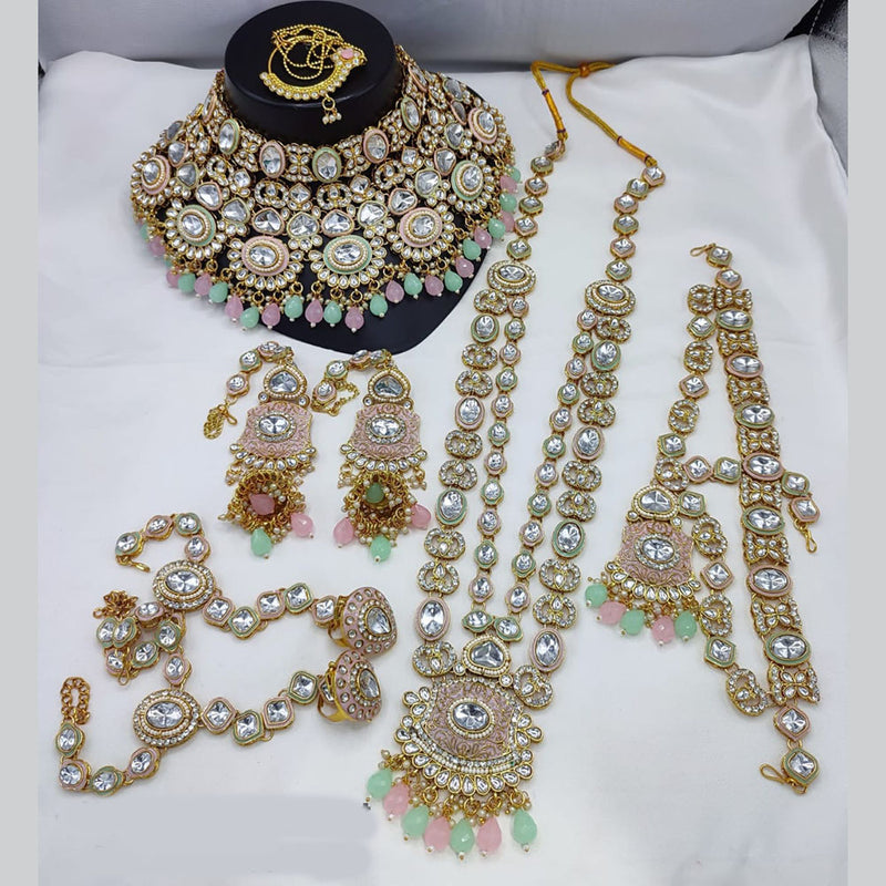 India Art Gold Plated Kundan Stone And Beads Bridal Set