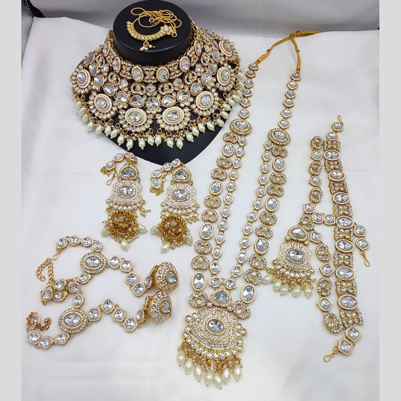 India Art Gold Plated Kundan Stone And Beads Bridal Set