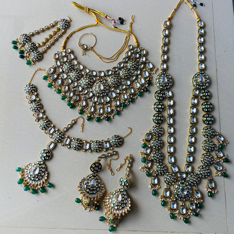 India Art Gold Plated Kundan Stone And Beads Bridal Set