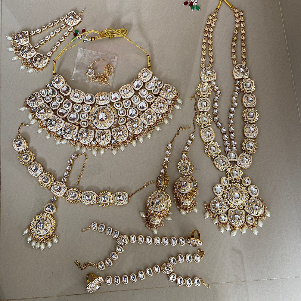 India Art Gold Plated Kundan Stone And Beads Bridal Set