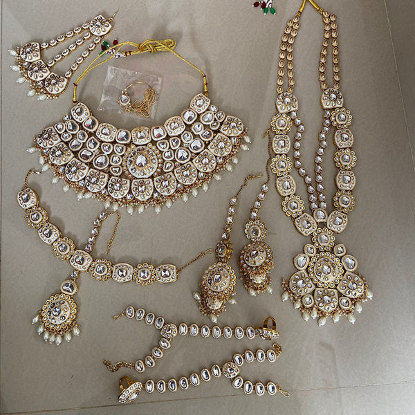 India Art Gold Plated Kundan Stone And Beads Bridal Set