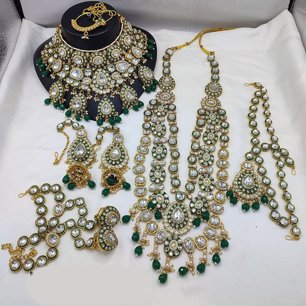 India Art Gold Plated Kundan Stone And Beads Bridal Set