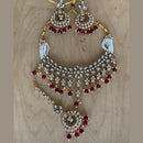 India Art Gold Plated Kundan Stone Beads And Pearls Meenakari Necklace Set