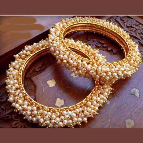 India Art Gold Plated Pearls Bangle Set