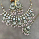 India Art Gold Plated Kundan Stone And Beads Necklace Set