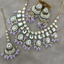 India Art Gold Plated Kundan Stone And Beads Necklace Set