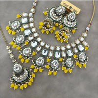 India Art Gold Plated Kundan Stone And Beads Necklace Set