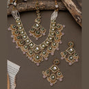 India Art Gold Plated Kundan Stone And Beads Necklace Set