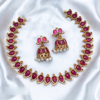 India Art Gold Plated Pota Stone Necklace Set