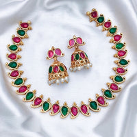 India Art Gold Plated Pota Stone Necklace Set