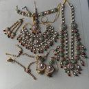 India Art Gold Plated Kundan Stone Beads And Meenakari Bridal Set