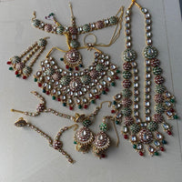 India Art Gold Plated Kundan Stone Beads And Meenakari Bridal Set