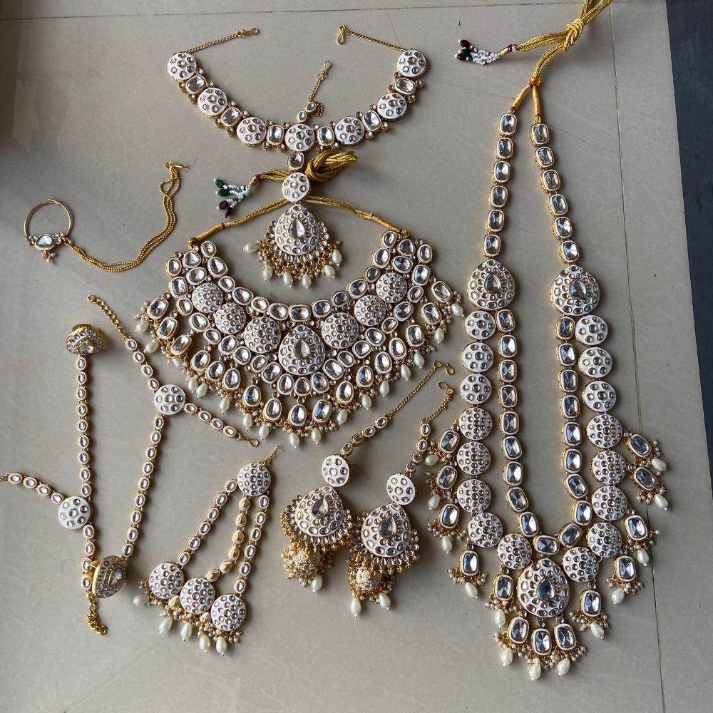 India Art Gold Plated Kundan Stone Beads And Meenakari Bridal Set