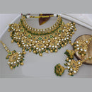 India Art Gold Plated Pota Stone And Beads Choker Necklace Set