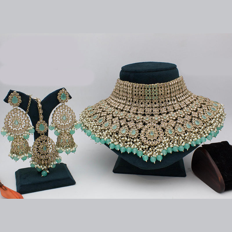 India Art  Kundan  Stone And Beads Necklace Set