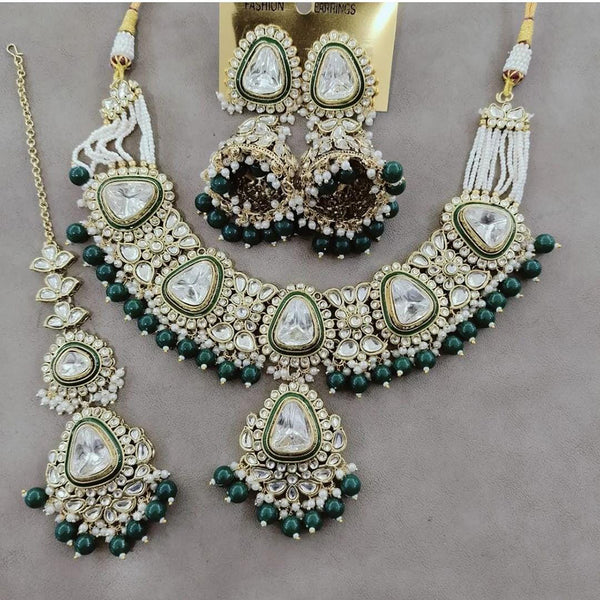 India Art Gold Plated  Kundan Stone And Beads  Necklace Set