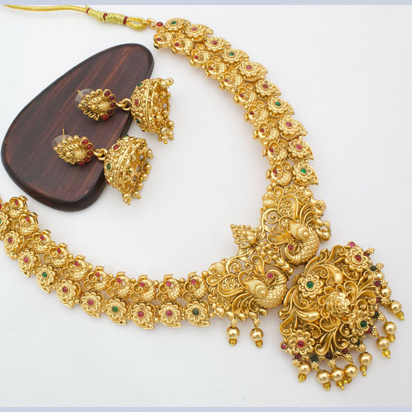 India Art Gold Plated Pota Stone Necklace Set