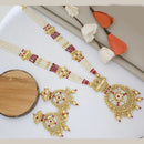 India Art Gold Plated Pota Stone And Pearl Necklace Set