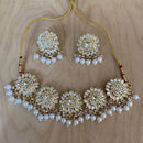 India Art Gold Plated Crystal Stone And Beads Necklace Set