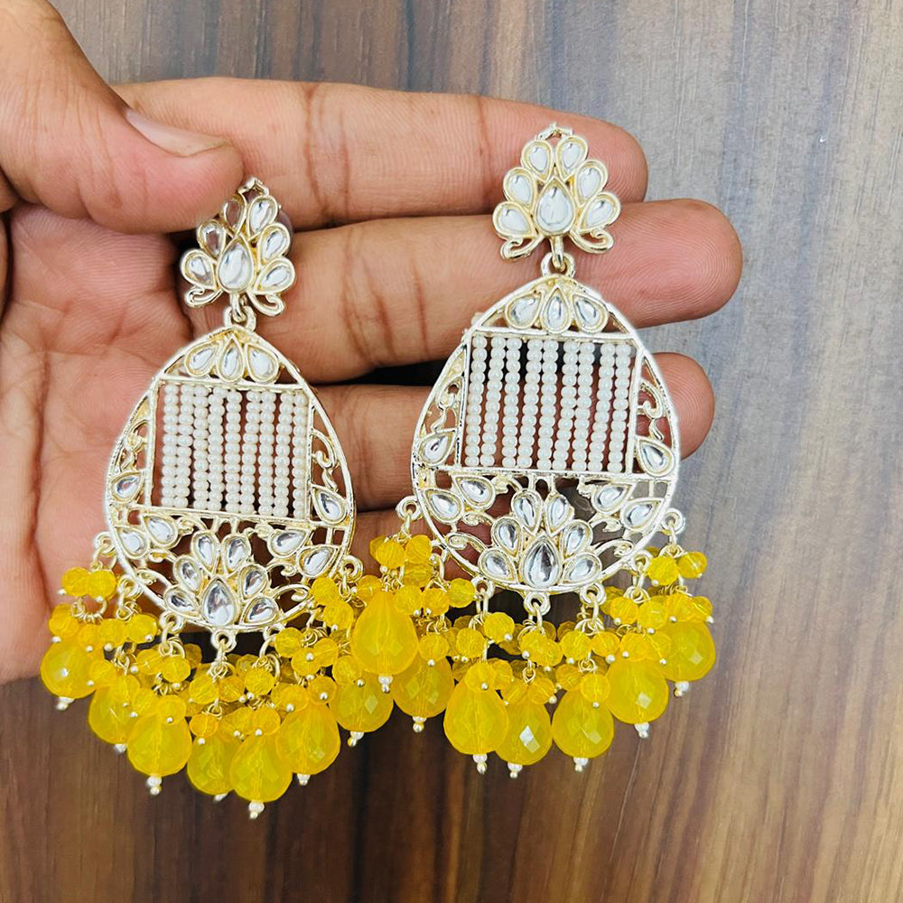 India Art Gold Plated Designer Kundan Pearl & Beads Earrings