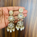 India Art Gold Plated Kundan And Meenakari Designer Jhumki Earrings