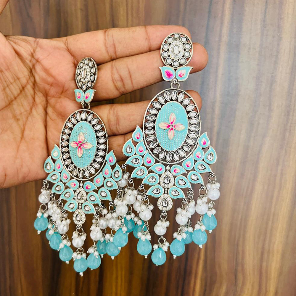 India Art Gold Plated Meenakari Dangler Earrings