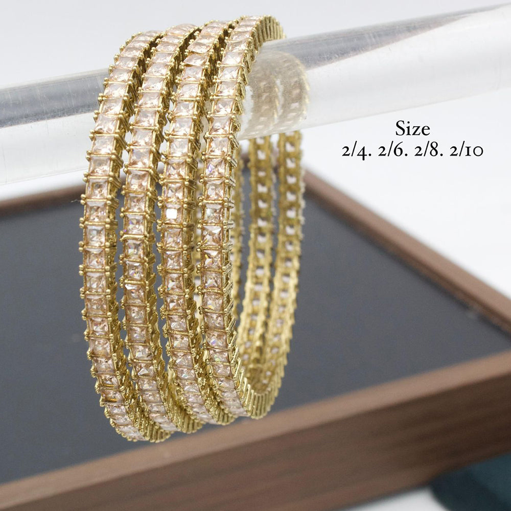 India Art Gold Plated Crystal Stone Bangles Set