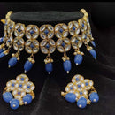 India Art Gold Plated Kundan And Beads Choker Necklace Set