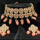 India Art Gold Plated Kundan And Beads Choker Necklace Set