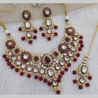 India Art Gold Plated Kundan And Beads Necklace Set