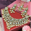 India Art Gold Plated Kundan And Beads Necklace Set
