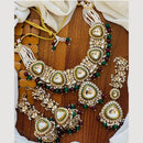 India Art Gold Plated Kudan And Pearl Necklace Set